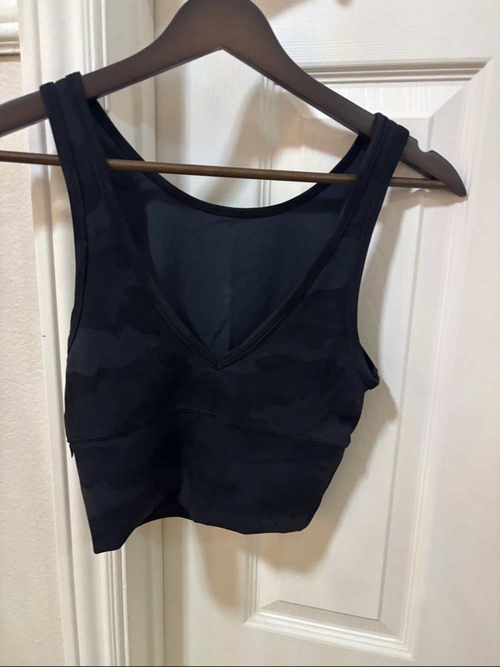 lululemon athletica Black Camouflage V-Neck Crop Top
